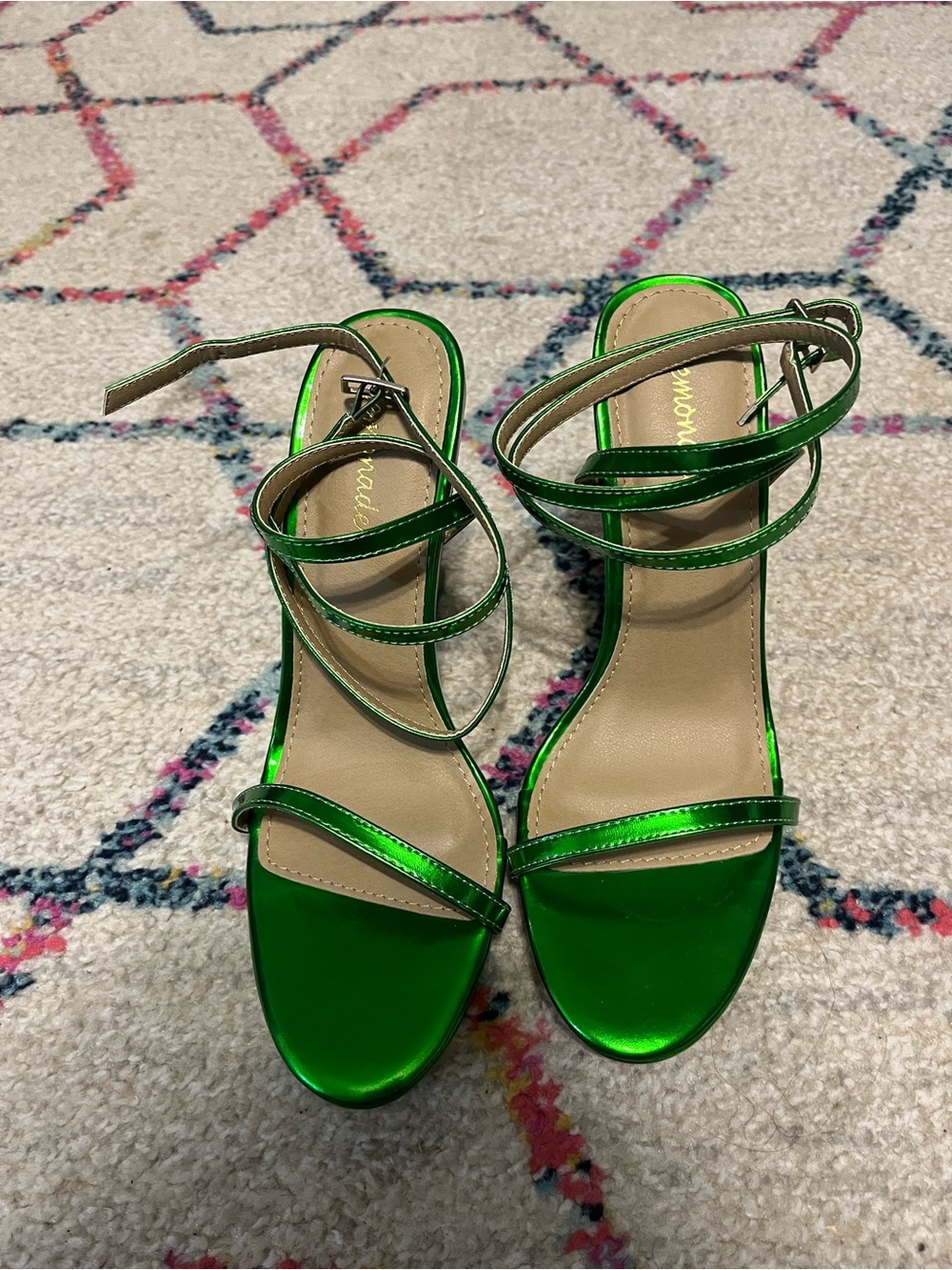 Green Strappy Women's Heeled Sandals